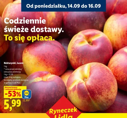 Nektarynki luzem Ryneczek Lidla promocja w Lidl