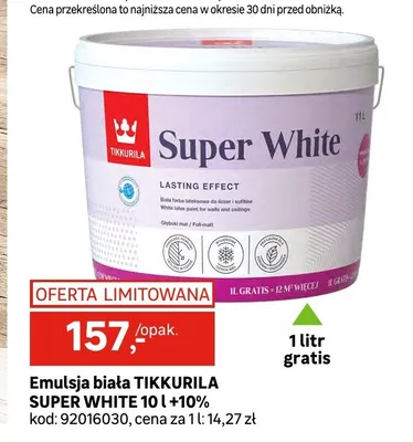 Emulsja biała Tikkurila Super White promocja w Leroy Merlin