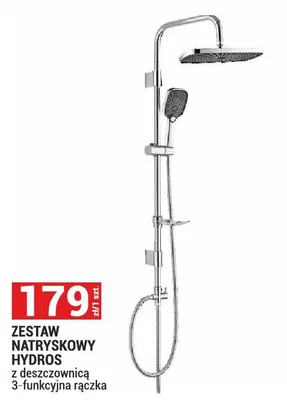 Zestaw natryskowy Hydros z deszczownicą 3-funkcyjna rączka promocja w Merkury Market
