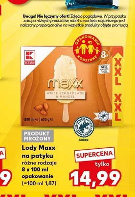 Lody Maxx na patyku K-Classic 8-pak promocja w Kaufland