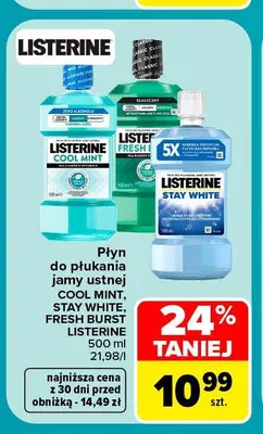 Płyn do płukania jamy ustnej Fresh Burst Listerine promocja w Carrefour