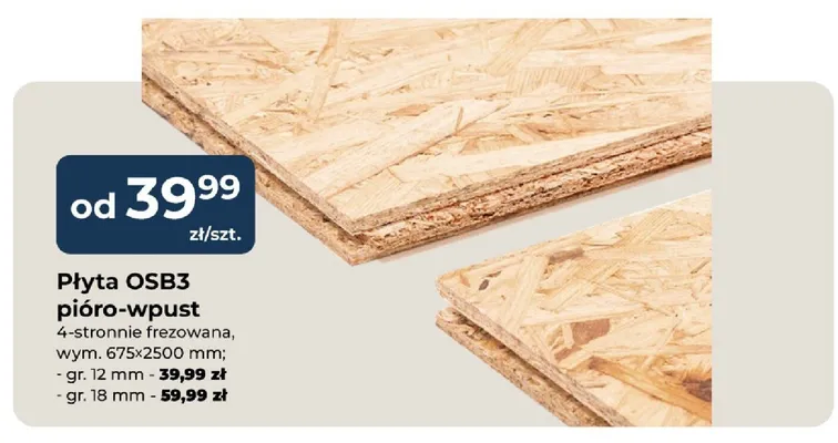 Płyta OSB3 pióro-wpust 12 mm promocja w PSB Mrówka