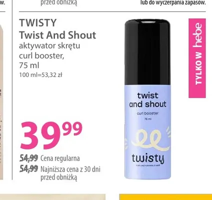 Aktywator skrętu curl booster Twist And Shout Twisty promocja w Hebe