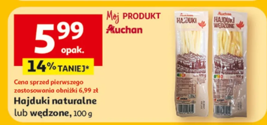Hajduki naturalne lub wędzone promocja w Auchan