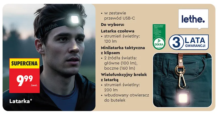 Wielofunkcyjny brelok z latarką Lethe promocja w Biedronka