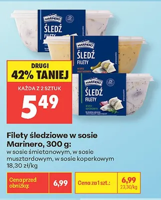 Filety śledziowe w sosie koperkowym Marinero promocja w Biedronka