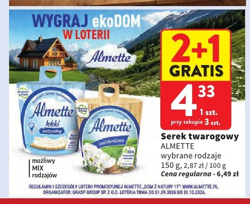 Serek twarogowy lekki naturalny Almette promocja w Intermarche