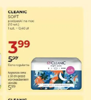 Podpaski na noc Cleanic Soft promocja w Drogerie Jawa
