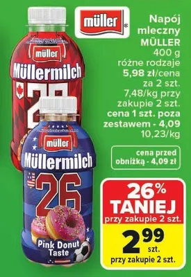 Napój mleczny Müller promocja w Carrefour