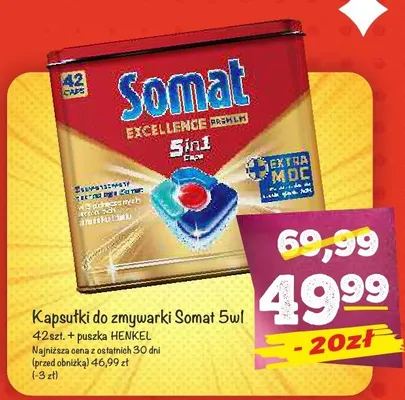 Kapsułki do zmywarki Somat 5w1 Excellence Henkel promocja w Arhelan