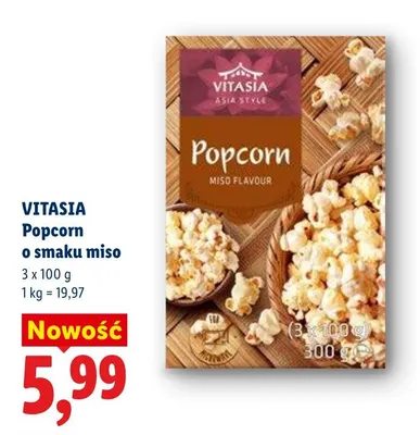Popcorn o smaku miso Vitasia promocja w Lidl