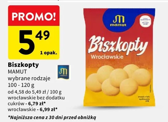 Biszkopty Mamut Wrocławskie promocja w Intermarche