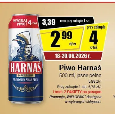 Piwo Harnaś Jasne Pełne promocja w Premium Nasz Sklep