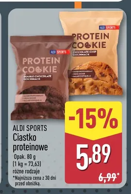 Ciastko proteinowe double chocolate Aldi Sports promocja w Aldi
