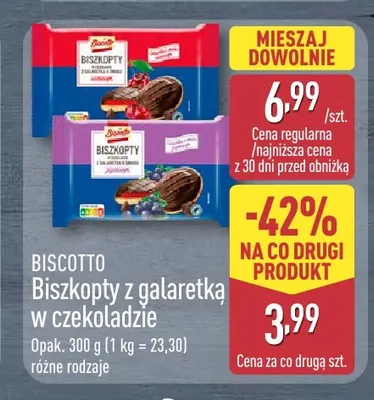 Biszkopty z galaretką w czekoladzie Biscotto promocja w Aldi