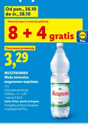 Woda mineralna gazowana magnezowo-wapniowa Muszynianka promocja w Lidl