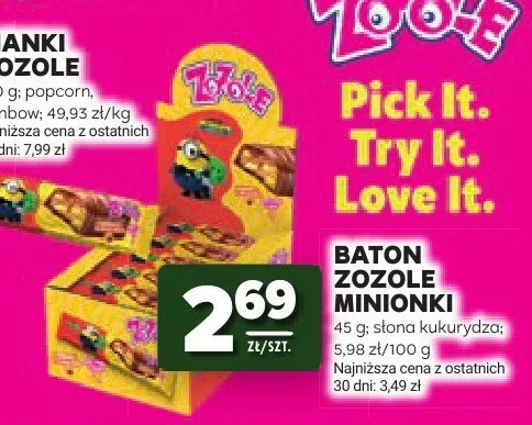 Baton Zozole Minionki słona kukurydza promocja w Stokrotka