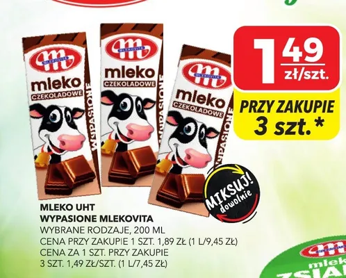 Mleko UHT Wypasione czekoladowe Mlekovita promocja w Top Market