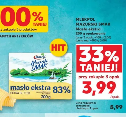 Masło ekstra 83% Mazurski Smak Mlekpol promocja w Kaufland