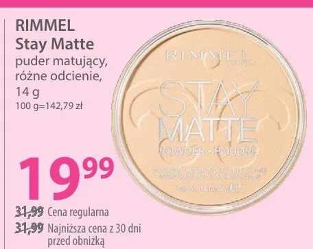 Puder matujący, różne odcienie Stay Matte promocja w Hebe