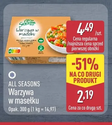 Warzywa w masełku All Seasons promocja w Aldi
