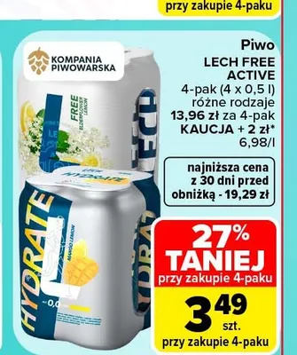 Piwo bezalkoholowe Lech Active 4-pak promocja w Carrefour