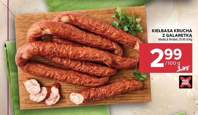Kiełbasa krucha z galaretką Madej & Wróbel promocja w Stokrotka