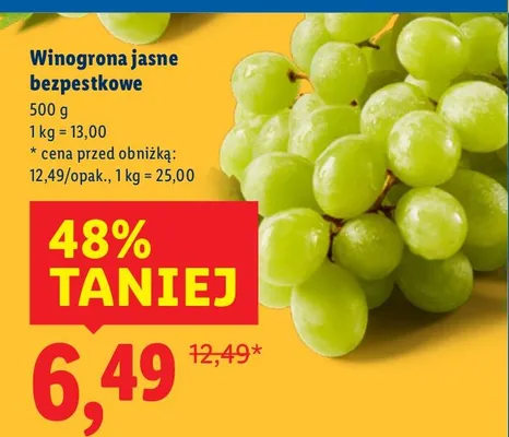 Winogrona jasne bezpestkowe promocja w Lidl