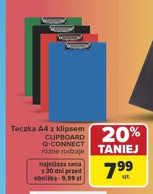 Teczka A4 z klipsem Clipboard Q-Connect promocja w Carrefour