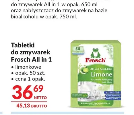 Tabletki do zmywarek Frosch All in 1 limonkowe promocja w Makro