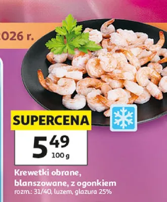 Krewetki obrane blanszowane z ogonkiem promocja w Auchan