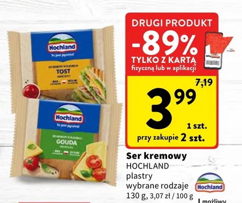 Ser kremowy Hochland plastry Gouda promocja w Intermarche