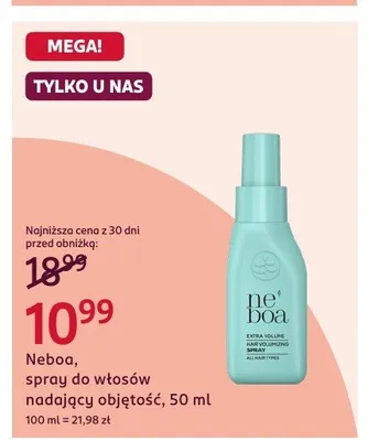 Spray do włosów nadający objętość Neboa promocja w Rossmann