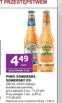 Piwo bezalkoholowe Somersby Mandarine promocja w Stokrotka