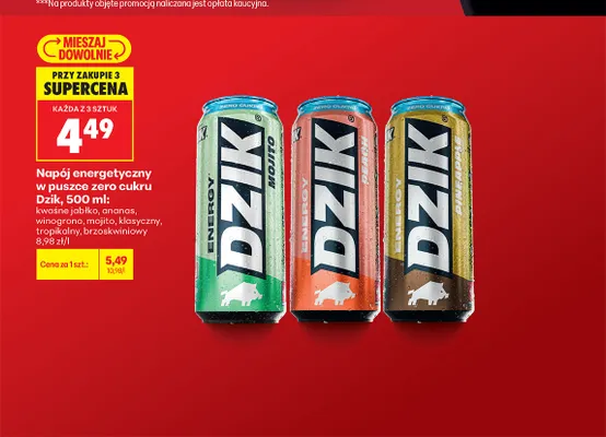 Napój energetyczny Dzik Energy ananas promocja w Biedronka