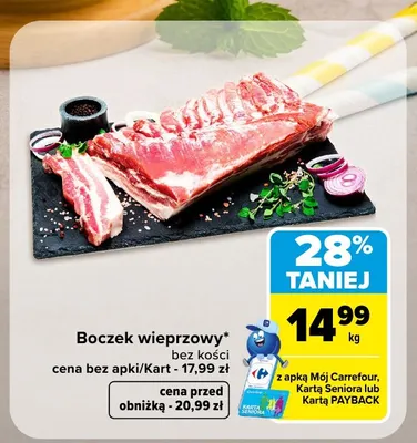 Boczek wieprzowy bez kości promocja w Carrefour Market
