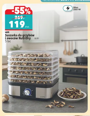 Suszarka do grzybów i owoców NutriDry 5 tac 250W Lafe promocja w Biedronka