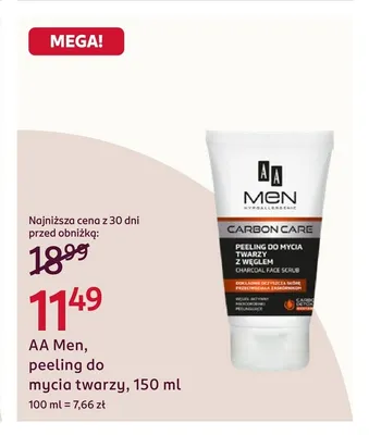 Peeling do mycia twarzy AA Men promocja w Rossmann