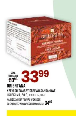 Krem do twarzy Drzewo Sandałowe i Kurkuma Orientana promocja w Drogerie Natura
