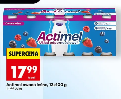 Napój jogurtowy Actimel owoce leśne 12-pak 100 g promocja w Biedronka