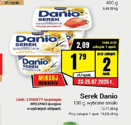Serek homogenizowany Danio waniliowy promocja w Premium Nasz Sklep
