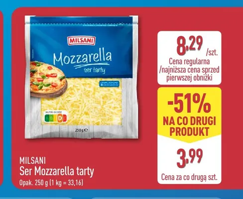 Ser Mozzarella tarty Milsani promocja w Aldi