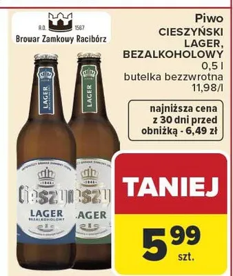 Piwo Lager bezalkoholowy promocja w Carrefour