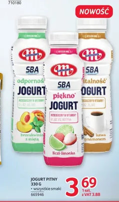 Jogurt pitny SBA Witalność kawa z cynamonem Mlekovita promocja w Selgros