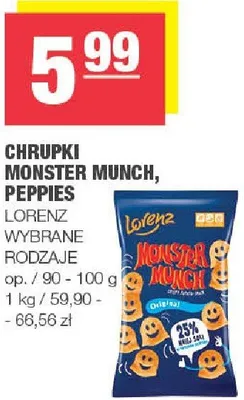 Chrupki Monster Munch, Peppies wybrane rodzaje promocja w SPAR