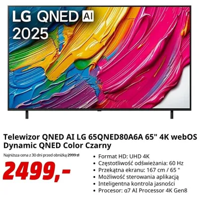 Telewizor LG QNED AI 65" 4K promocja w Media Markt