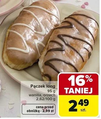 Pączek long wanilia, czekolada promocja w Carrefour