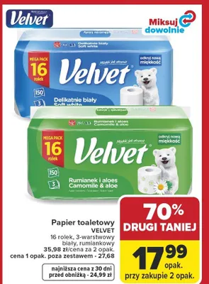 Papier toaletowy delikatnie biały, rumianek i aloes promocja w Carrefour Market