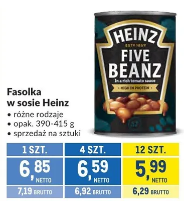 Fasolka w sosie Heinz promocja w Makro