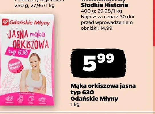 Mąka orkiszowa jasna typ 630 Gdańskie Młyny promocja w Netto